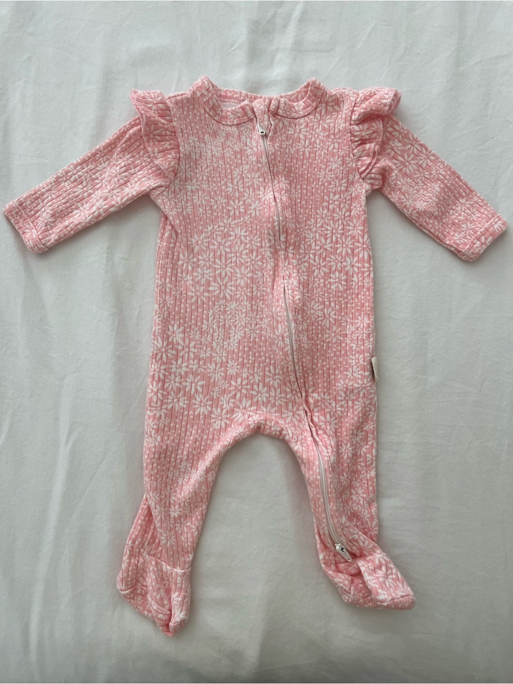 Pink Floral Ruffled Baby One-Piece Romper